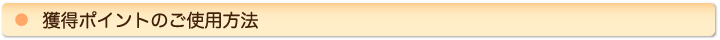 獲得ポイントのご使用方法
